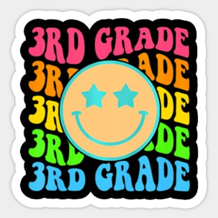 Groovy Third Grade Vibes Face Retro Teachers Back To School Sticker